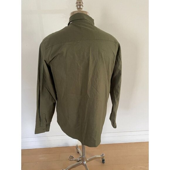 Globe Foundation Long sleeve olive button up top sz large Mens water repellent - Picture 5 of 8